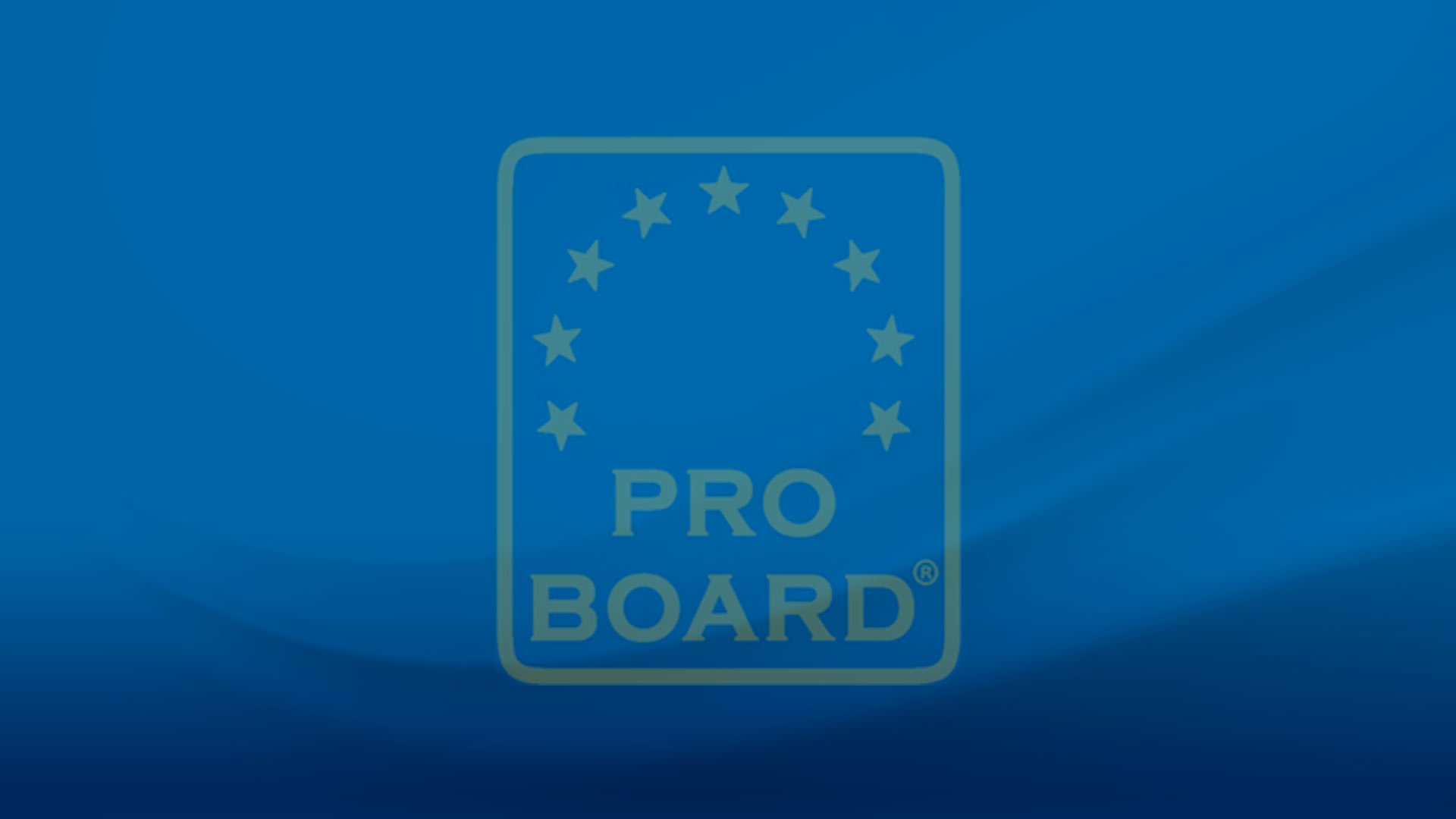 Blue background with Pro Board logo